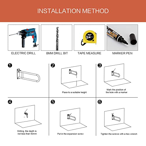 Toilet Safety Handicap Grab Bars,Medical Adjustable Rail for Toilet Aid,24 In...