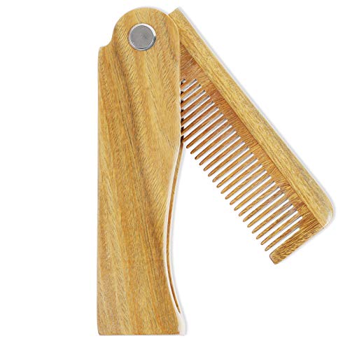 Onedor Sandalwood Fine Tooth Folding Brush Comb for Men Hair, Beard, and Must...