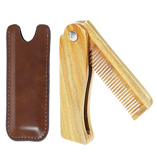 Onedor Sandalwood Fine Tooth Folding Brush Comb for Men Hair, Beard, and Must...