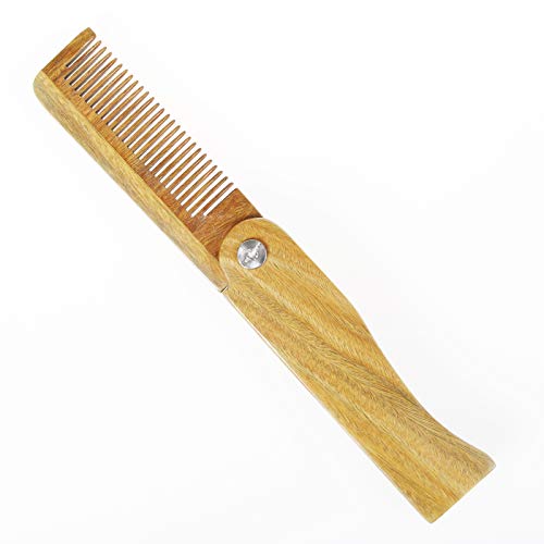 Onedor Sandalwood Fine Tooth Folding Brush Comb for Men Hair, Beard, and Must...