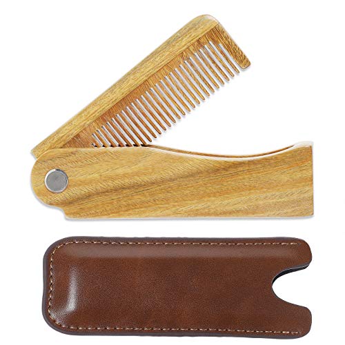 Onedor Sandalwood Fine Tooth Folding Brush Comb for Men Hair, Beard, and Must...