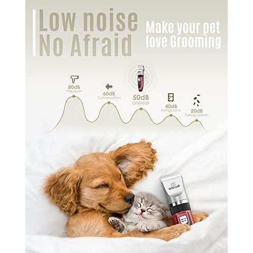 oneisall Dog Shaver Clippers Low Noise Rechargeable Cordless Electric Quiet H...