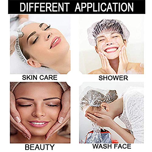 Shower Cap Disposable,100 Pcs Plastic Waterproof Clear Shower Caps, Multi-Pur...