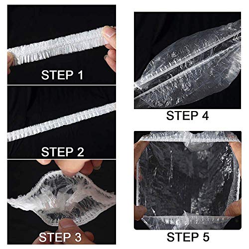 Shower Cap Disposable,100 Pcs Plastic Waterproof Clear Shower Caps, Multi-Pur...