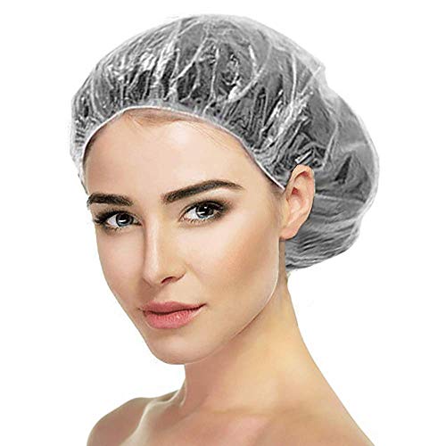 Shower Cap Disposable,100 Pcs Plastic Waterproof Clear Shower Caps, Multi-Pur...