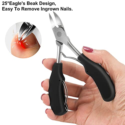 Large Nail Clippers Set (5Pcs), Sharp Heavy Duty Toenail and Fingernail Clipp...