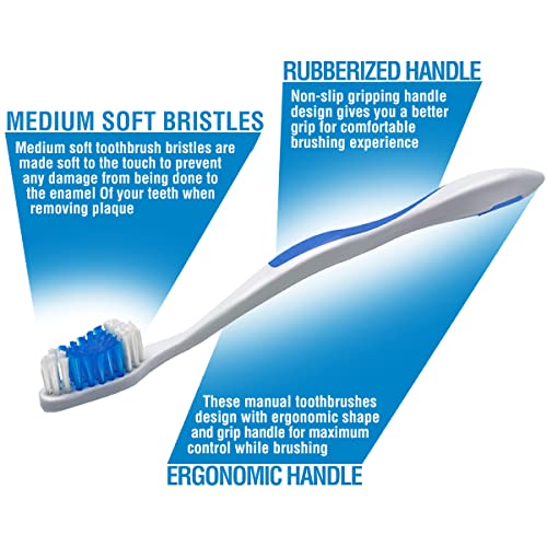 100 Pack Toothbrush Standard Classic Medium Soft Toothbrush Bulk Individually...