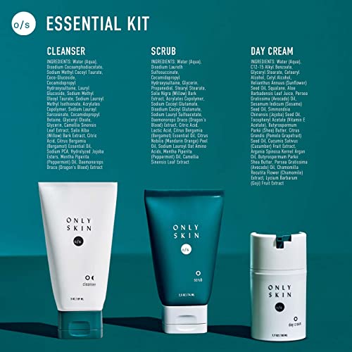 Only Skin Men's Essential Skincare Kit, Premium Skin Care for Men, 3-Piece, F...
