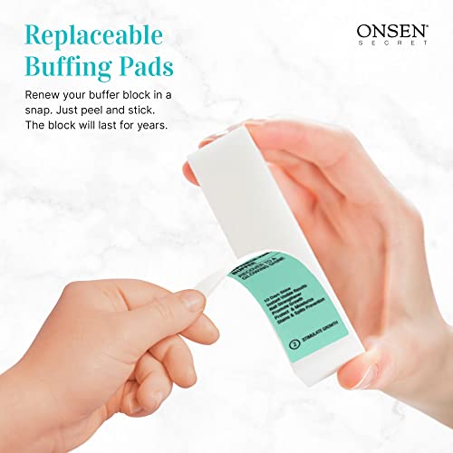 Onsen Secret Japanese Nail Buffer and Shine Kit - Professional Nail File, 3-W...