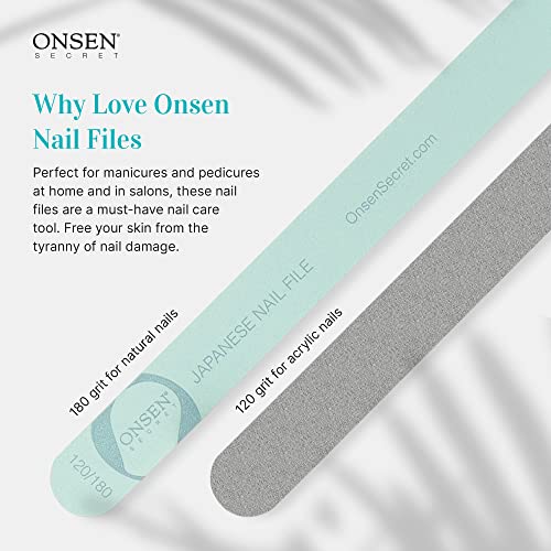 Onsen Secret Japanese Nail File - Professional Nail Files, Double Sided Natur...