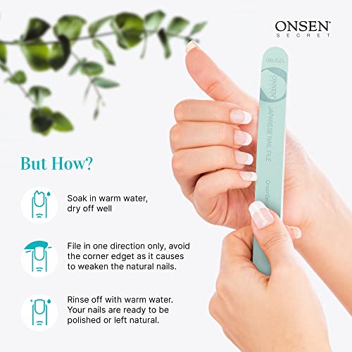 Onsen Secret Japanese Nail File - Professional Nail Files, Double Sided Natur...