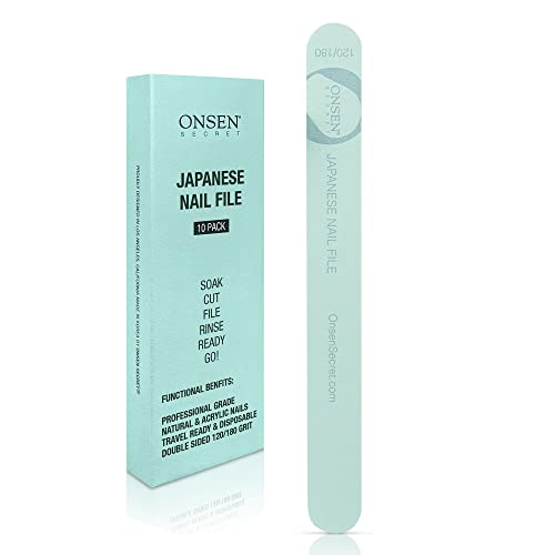 Onsen Secret Japanese Nail File - Professional Nail Files, Double Sided Natur...