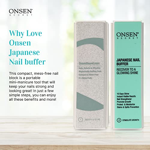Onsen Secret Professional Nail Buffer, Ultimate Shine Nail Buffing Block w/ 3...