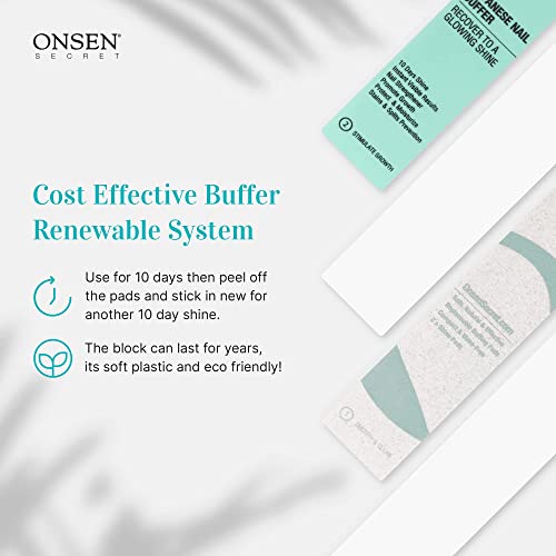 Onsen Secret Professional Nail Buffer, Ultimate Shine Nail Buffing Block w/ 3...