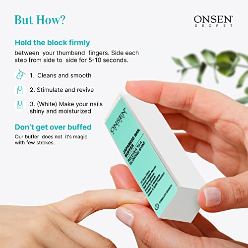 Onsen Secret Professional Nail Buffer, Ultimate Shine Nail Buffing Block w/ 3...
