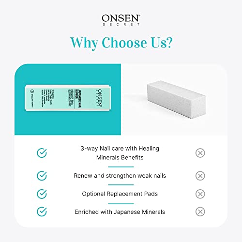 Onsen Secret Professional Nail Buffer, Ultimate Shine Nail Buffing Block w/ 3...