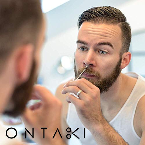 ONTAKI 2 Pack Facial Grooming & Nose Hair Scissors - 1 Curved Blade Tip & 1 S...