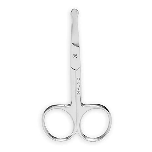 ONTAKI 2 Pack Facial Grooming & Nose Hair Scissors - 1 Curved Blade Tip & 1 S...