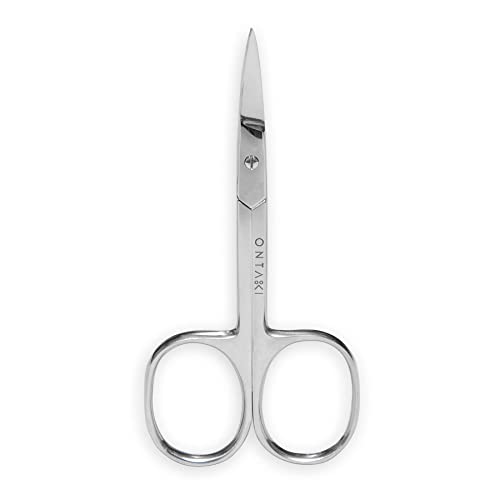 ONTAKI 2 Pack Facial Grooming & Nose Hair Scissors - 1 Curved Blade Tip & 1 S...
