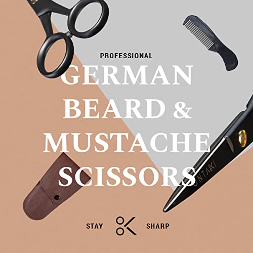 ONTAKI Professional German Beard & Mustache Scissors With Comb & Carrying Pou...