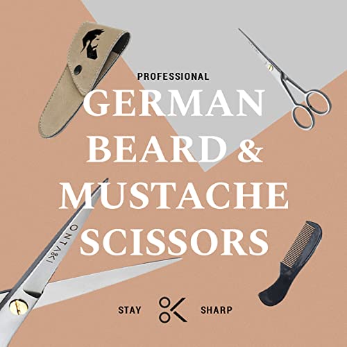 ONTAKI Professional German Steel Beard & Mustache Barber Scissors With Comb &...