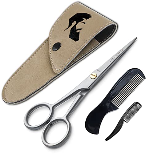 ONTAKI Professional German Steel Beard & Mustache Barber Scissors With Comb &...