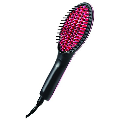 Simply Straight Ceramic Hair Straightening Brush, Black/Pink