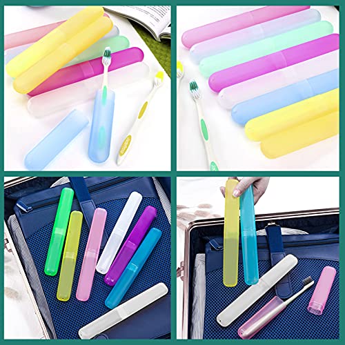 Oomcu Pack of 7 Travel Toothbrush Case Holder, 7 Color Plastic Toothbrush Cas...