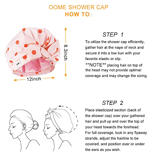 2 pieces of Shower Cap, Improved Design High-Quality Shower Cap for Women, Li...