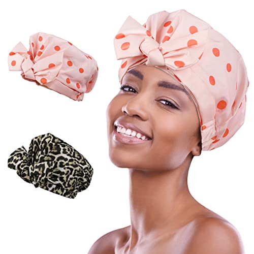2 pieces of Shower Cap, Improved Design High-Quality Shower Cap for Women, Li...