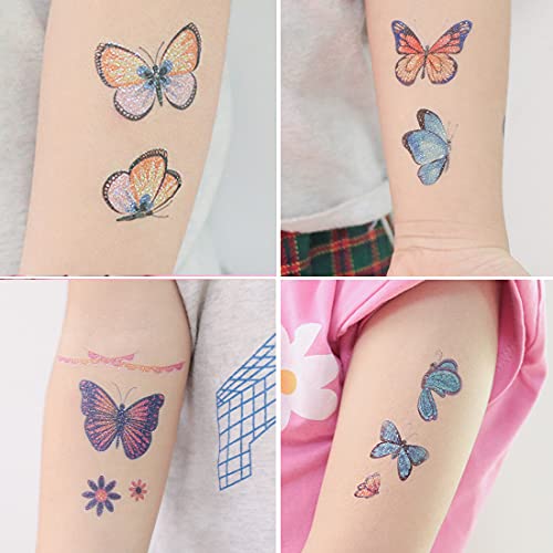 Ooopsiun Glitter Butterfly Temporary Tattoos for Girls -12 Sheets Butterfly P...