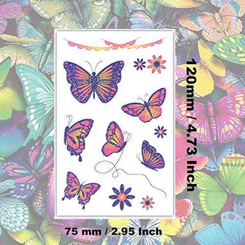 Ooopsiun Glitter Butterfly Temporary Tattoos for Girls -12 Sheets Butterfly P...