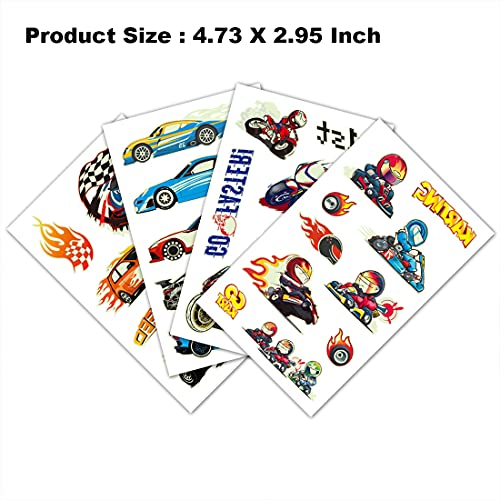 Ooopsiun Luminous Race Car Supplies Temporary Tattoos for Boys -12 Sheets Glo...
