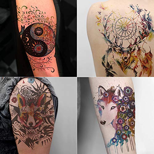 Oottati 12 Sheets Large Temporary Tattoos - 21x15cm Flower Arm Watercolor Han...