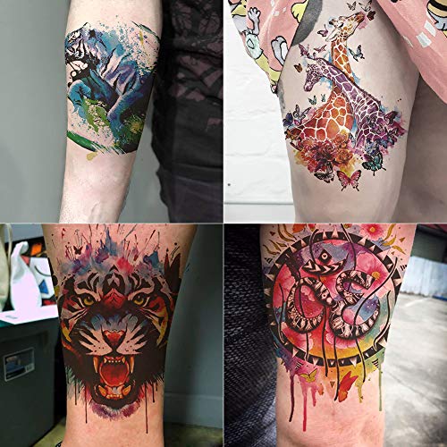 Oottati 12 Sheets Large Temporary Tattoos - 21x15cm Flower Arm Watercolor Han...