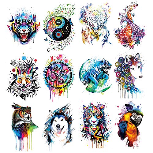 Oottati 12 Sheets Large Temporary Tattoos - 21x15cm Flower Arm Watercolor Han...