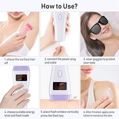 IPL Hair Removal Set, 8 Pcs, OOWOLF Updated 999,900 Flashes Permanent Painles...