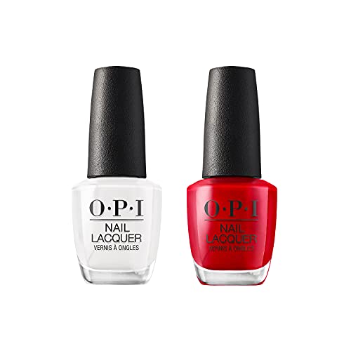 OPI Best Seller Nail Lacquer Icon Bundle, Alpine Snow & Big Apple Red, White ...