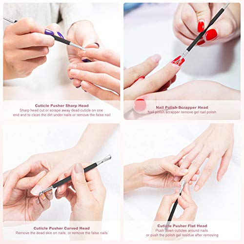 Cuticle Pusher Nail Polish Remover Stainless Steel Manicure Tool Set Gel Nail...