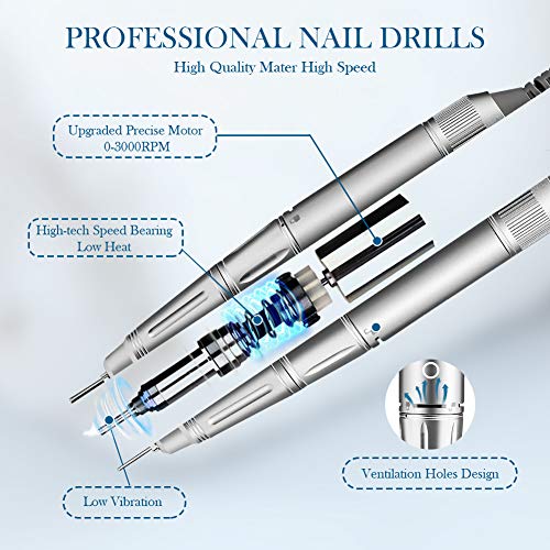 Electric Nail Drill for Acrylic Nails,30000 rpm Professional Nail Drill-Scarl...