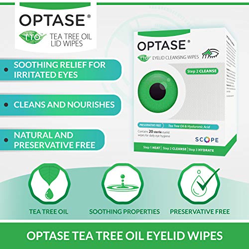 OPTASE Tea Tree Oil Eyelid Wipes - Eyelid Cleansing Wipes for Dry Eyes - Tea ...
