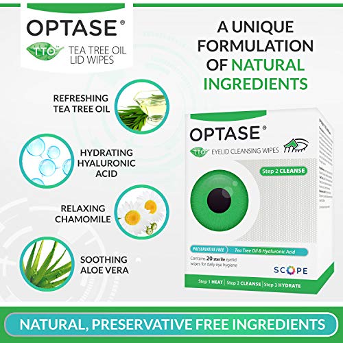 OPTASE Tea Tree Oil Eyelid Wipes - Eyelid Cleansing Wipes for Dry Eyes - Tea ...