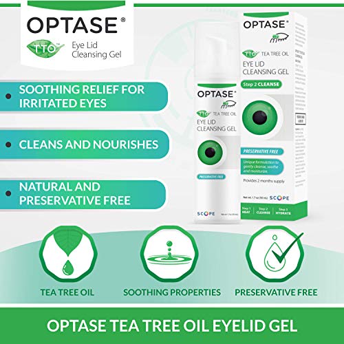 OPTASE TTO Eyelid Cleansing Gel - Tea Tree Eyelid Cleanser for Dry Eye - Pres...