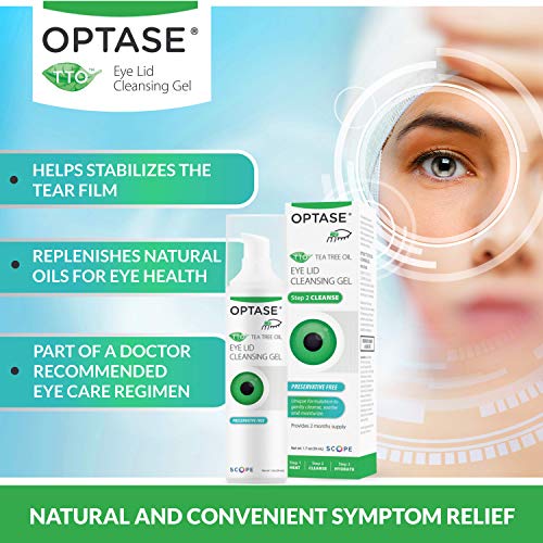 OPTASE TTO Eyelid Cleansing Gel - Tea Tree Eyelid Cleanser for Dry Eye - Pres...