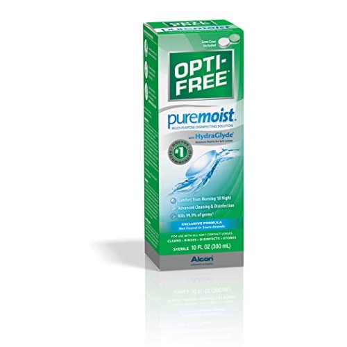 Opti-Free Puremoist Multi-Purpose Disinfecting Solution with Lens Case, 10-Ou...
