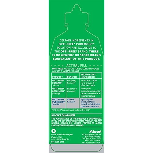 Opti-Free Puremoist Multi-Purpose Disinfecting Solution with Lens Case, 10-Ou...