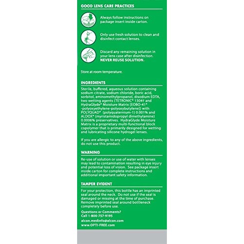 Opti-Free Puremoist Multi-Purpose Disinfecting Solution with Lens Case, 10-Ou...