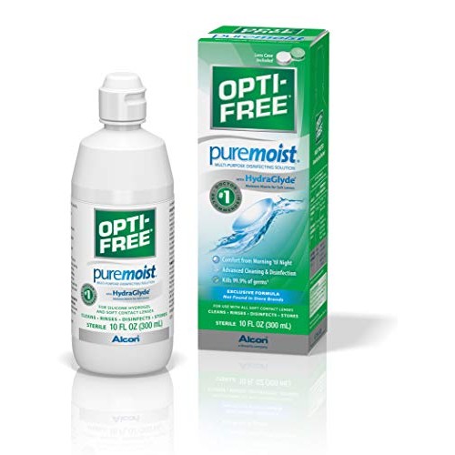 Opti-Free Puremoist Multi-Purpose Disinfecting Solution with Lens Case, 10-Ou...