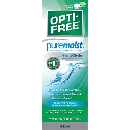 Opti-Free Puremoist Multi-Purpose disinfecting Solution with Lens case, 16 Fl Oz