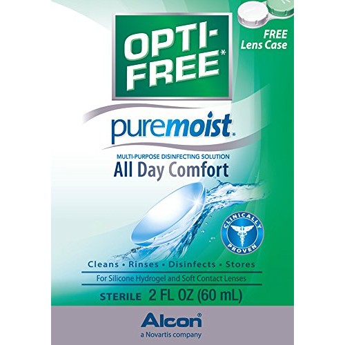 Opti-Free Puremoist Multi-Purpose Disinfecting Solution with Lens Case, (Pack...